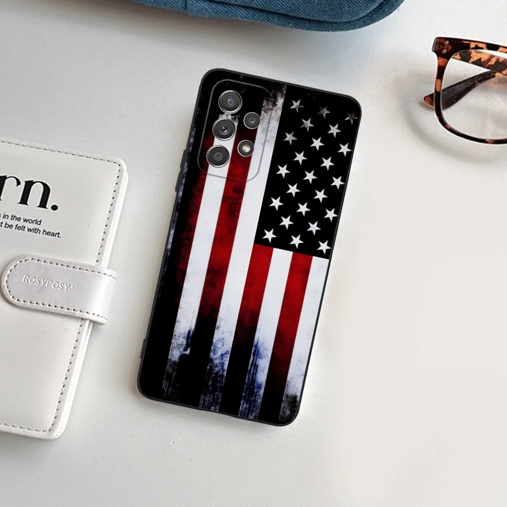 USA America Flag Mobile Cell Phone Case for Samsung Galaxy Note 20 10 Plus Ultra Black Soft Phone Cover Shell