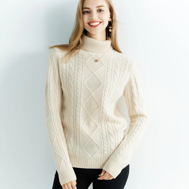 Pure Wool Cashmere Sweater / store Fashionable Turtleneck Women Sweater / Tan Cashmere Sweater / S - XL