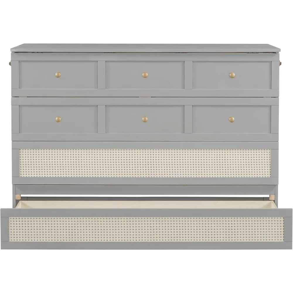 Letto da parete con letto Murphy Queen Size con disegni Harper & Bright, letto in legno con cassettiera a cubo con grande cassetto portaoggetti per la casa