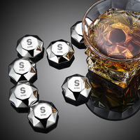 Premium 304Stainless Steel Whiskey Stones Gift Set Reusable Non-Melting Ice Cubes with Elegant Box for Wine & 4/6/8PCS Cocktail