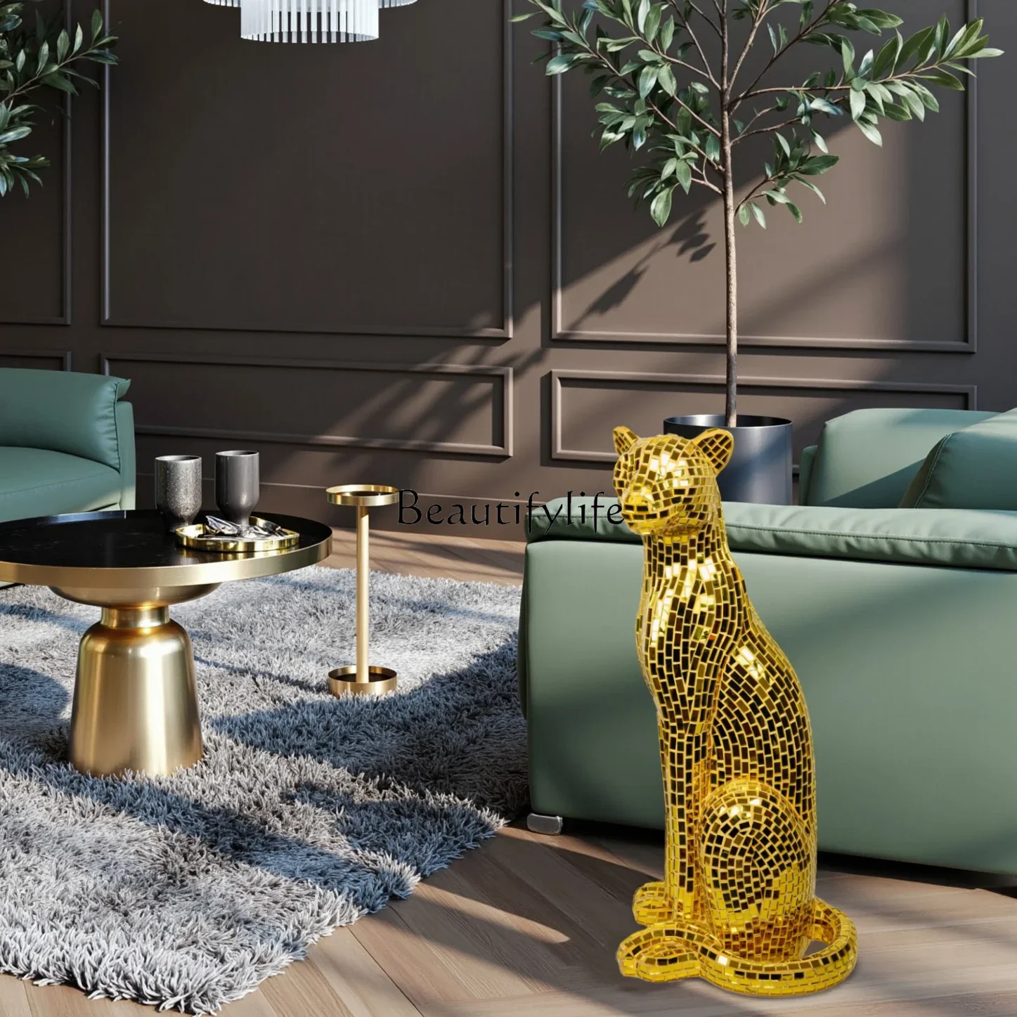 

LJYBJ016 Handmade Patch Decoration Home Living Room Entrance Ornament Small Leopard