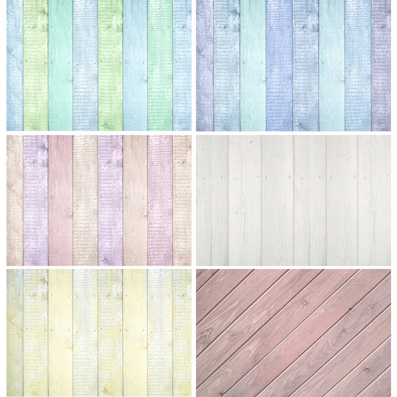 Vinyl Colorful Wooden Texture Background Wood Planks Grain Photography Backdrops Photo Studio Props YXX-83