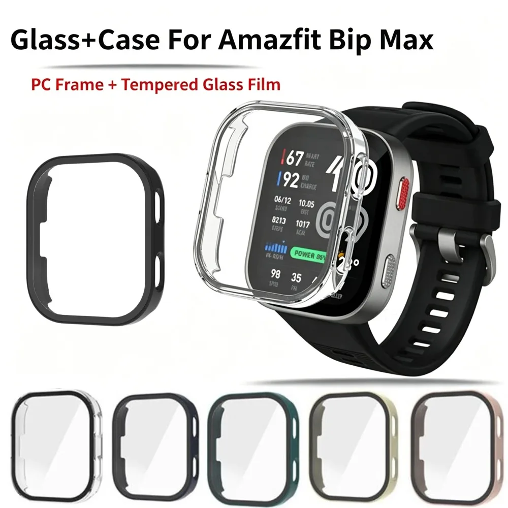 Integrated Protective Case For Amazfit Bip Max Anti Scratch Protective Bumper Cove+Tempered Glass For Amazfit Bip Max Accessorie