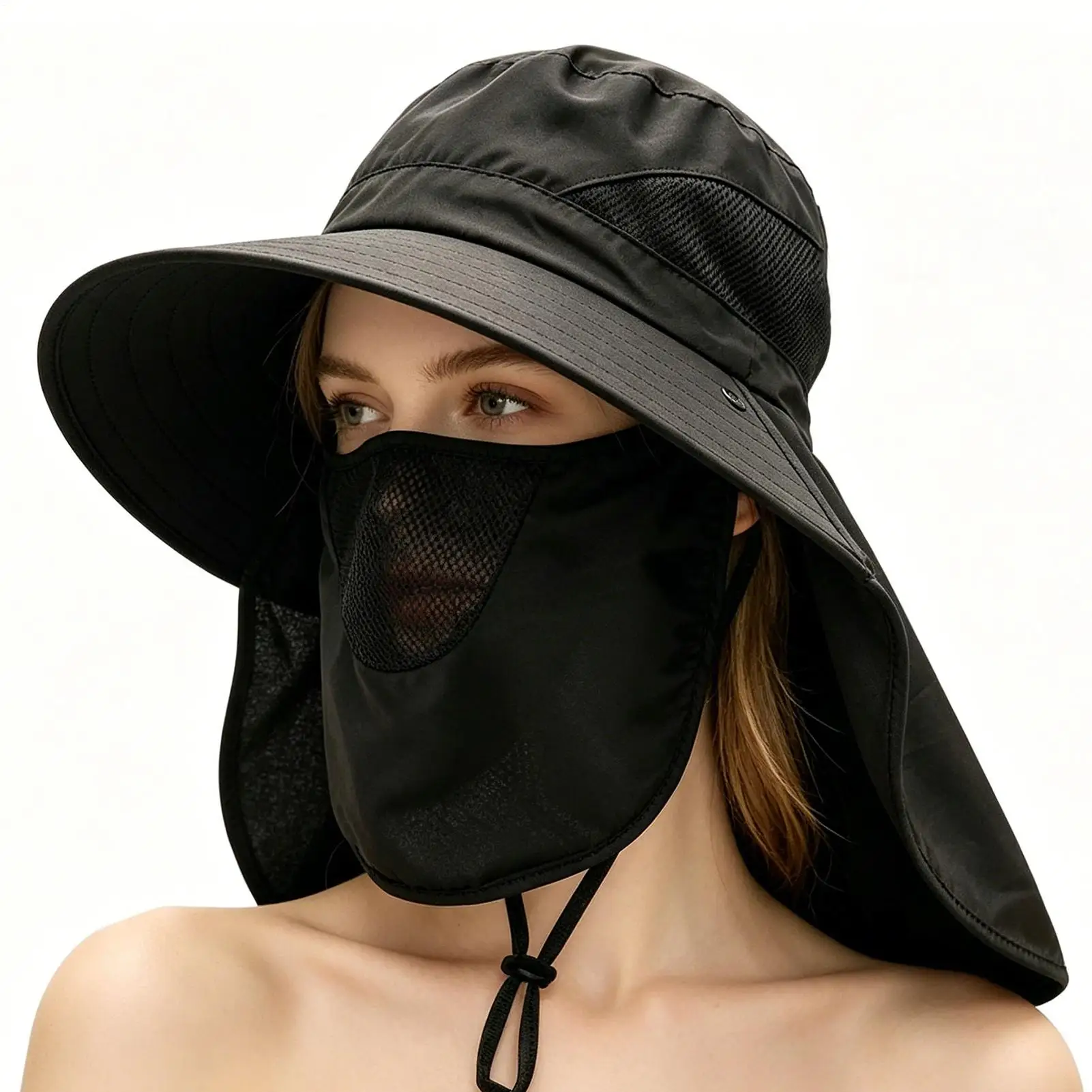 Sonnenhut für Herren, Angelhut, Sommerhut mit Gesichts- und Nackenschutz, Fischerhut, UV-Schutz, Sonnenhut, Sommer-Wanderhüte