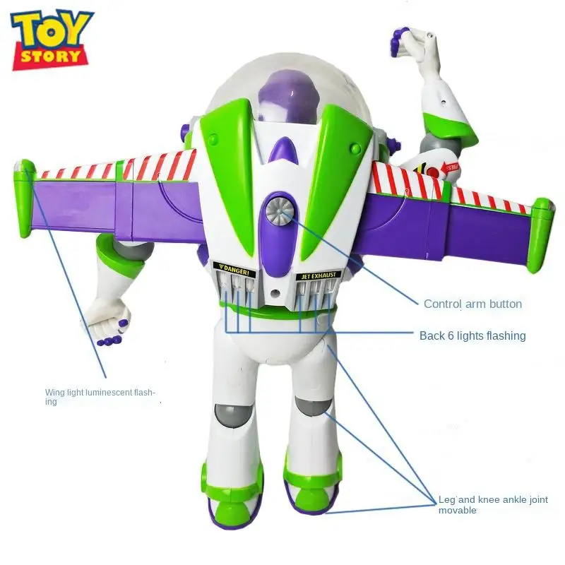 Disney Toy Story 4 Buzz Lightyear Electric Sound Emitting Light Ejection Wings Movable Figure Deformation Doll Gifts for Boys