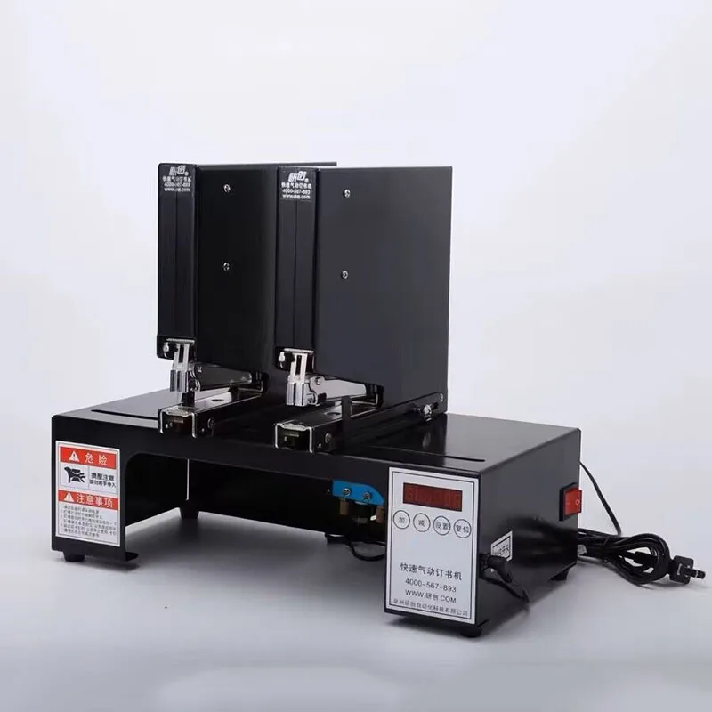 Dual Head Automatic Electric Pneumatic Stapler 180 Times Per Minute High Speed Paper Binding Machine For Printing Shop