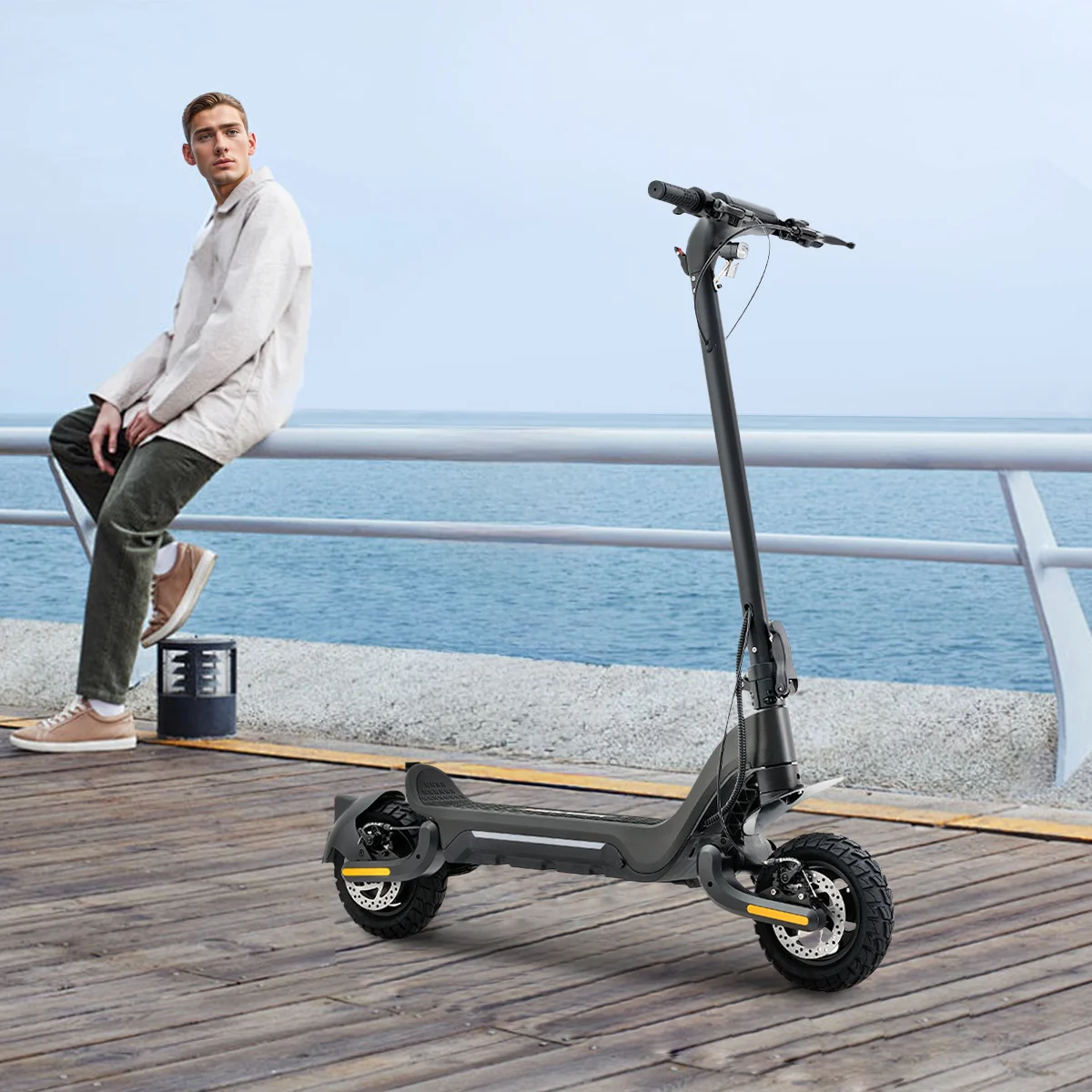 WQCJL E Scooter S9 Series, Electric Scooter, Drives 40-80 Km, with Double Shock Absorption Front and Rear, EABS & V/H Disc Brake