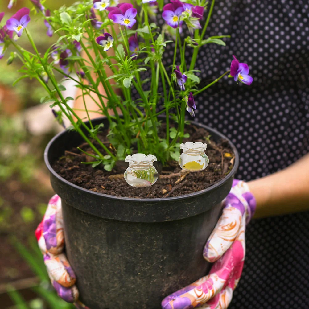 

Miniature Goldfish Tank Round Bowl Realistic Tiny House Decor Mini Fish Tank for Garden Desk Shelf Micro Landscape