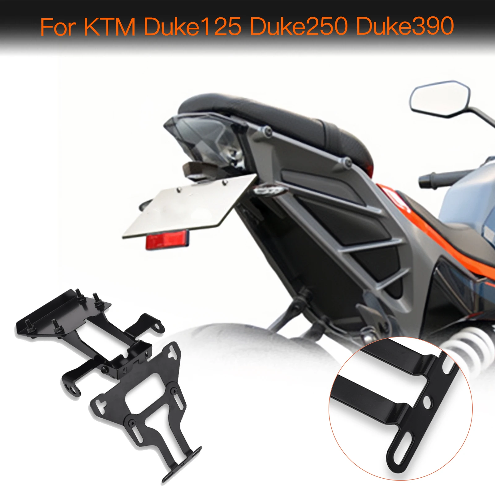 Motorcycle License Plate Holder Mount Tail Rear License Plate Bracket Compatible with KTM Duke125 Duke250 Duke390 duke 390 2024