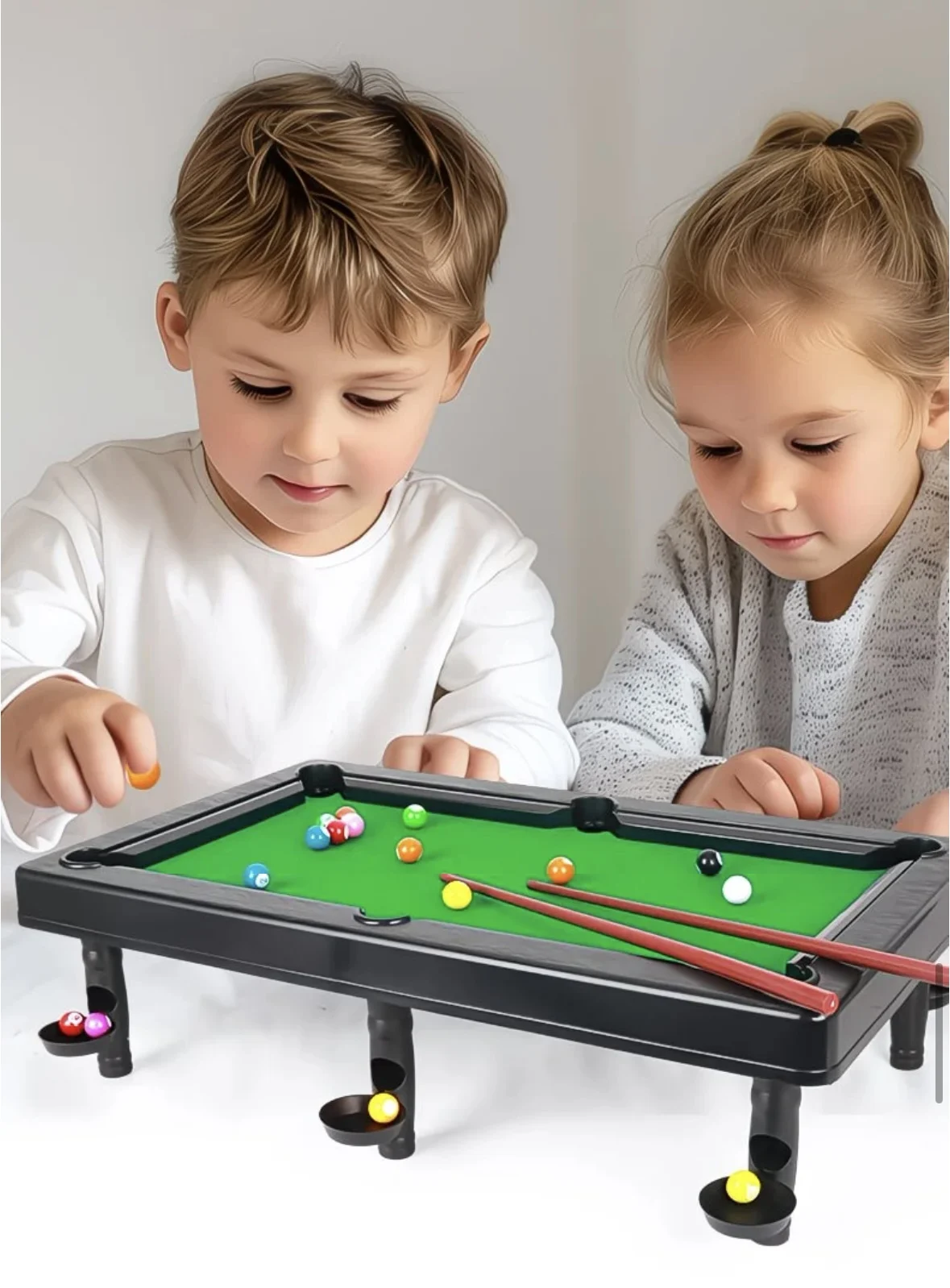 Parent-Child Interactive Kids Mini Pool Table - Educational Billiard Toy with Solid Balls for Boys