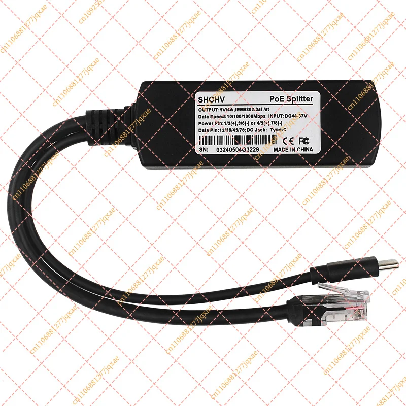 5V 4A Gigabit PoE Splitter for Raspberry Pi 5, IEEE 802.3af/at Type-C Power & Network Module (10/100/1000Mbps)
