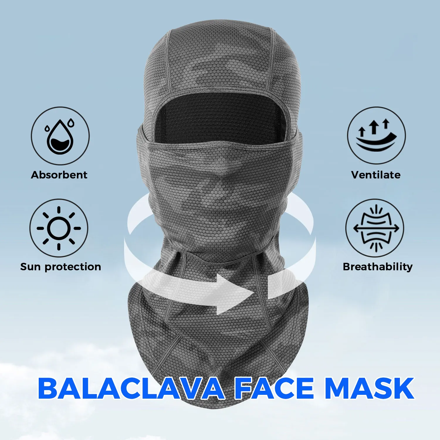 Cycling Full Face Breathable Balaclava Hat Ice Cooling Neck Cover Sun Protection Face Mask Sports Bicycle Riding Headgear Men