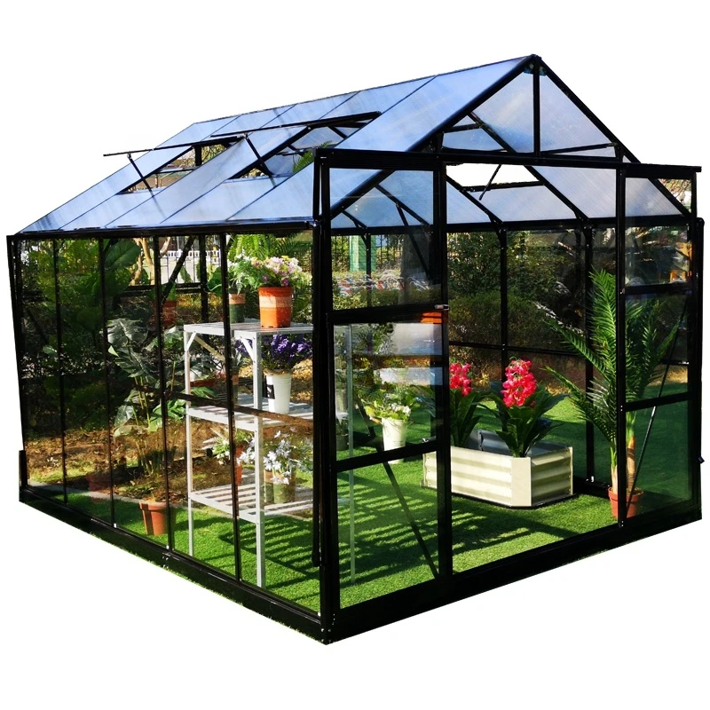 Big Size Agricultural Hydroponic System Aluminium and Polycarbonate Building Material Greenhouses for Garden Flower