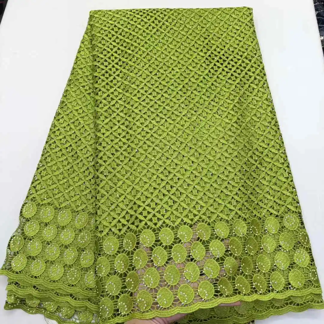 

Guipure Lace Fabric African Cord Lace Fabric 2025 High Quality Nigerian Water Soluble Material WIth Stones For Wedding Dress