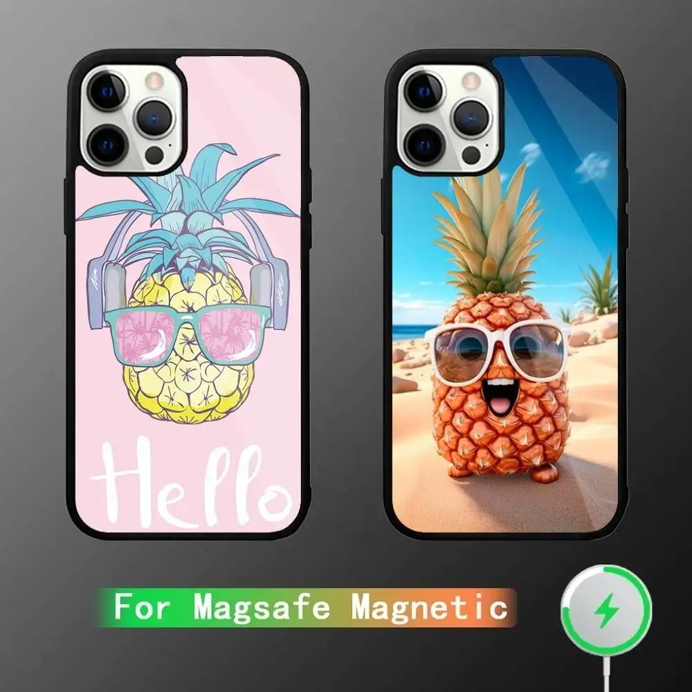 

Summer pineapple Phone Case For iPhone 17,16,15,14,13,12,11,Pro,Max,Plus,Mini,SE4,E Magnetic Magsafe Wireless Charging