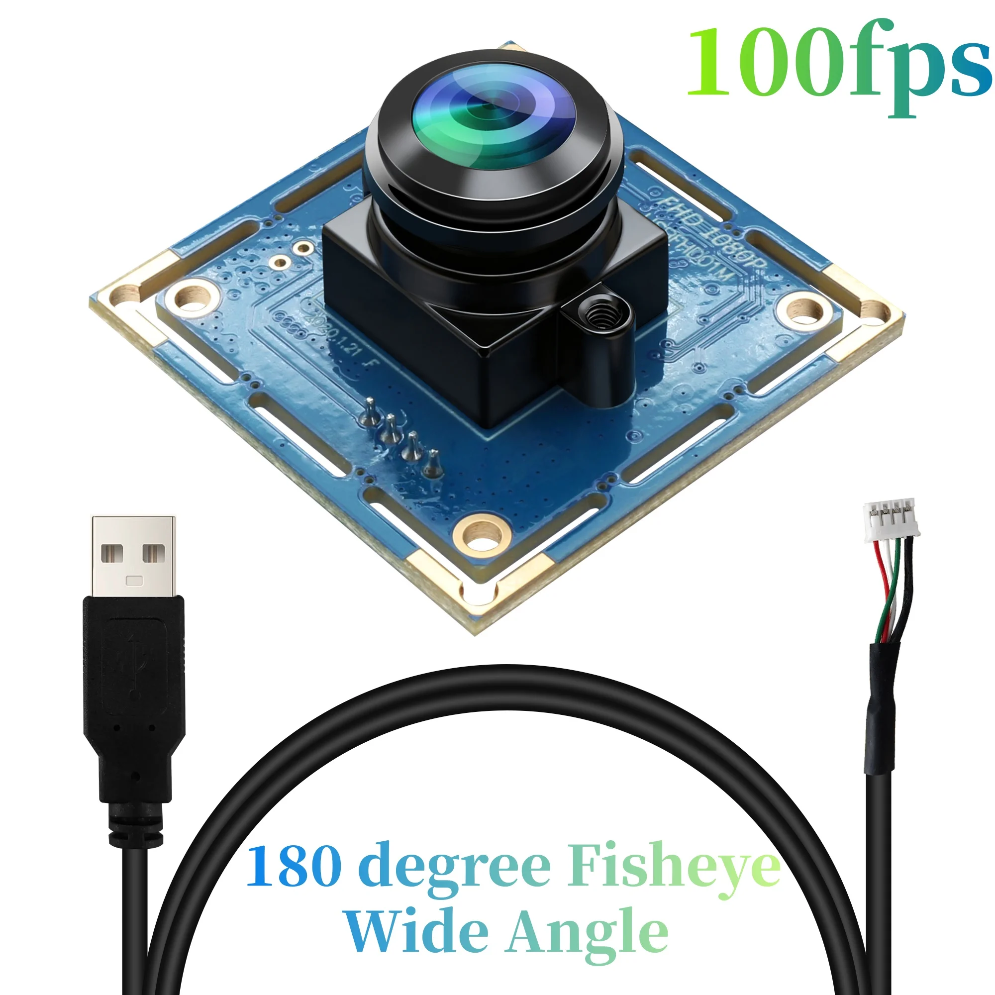 ELP 100fps High Speed USB Camera Module 180 degree Wide Angle fisheye lens 1080P Full HD mini webcam for Security Monitoring