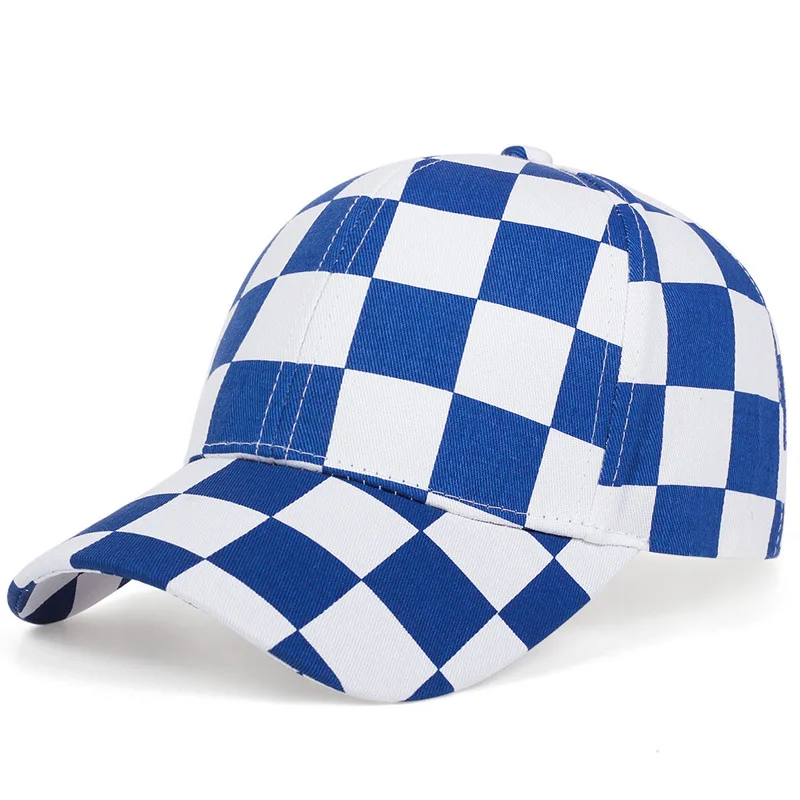 Baseball Cap New Cap Men\'s and Women\'s Checkerboard Hat Outdoor Travel Shade Fashion All Match Cap