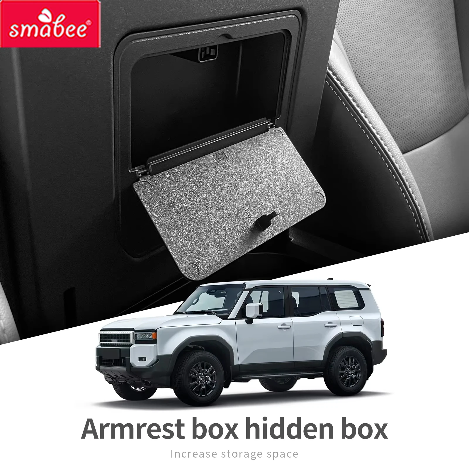 Smabee for Toyota Land Cruiser Prado 250 2024 2025 LC250 J250 Armrest Hidden Storage Box Insert Hidden Tray Accessories Black