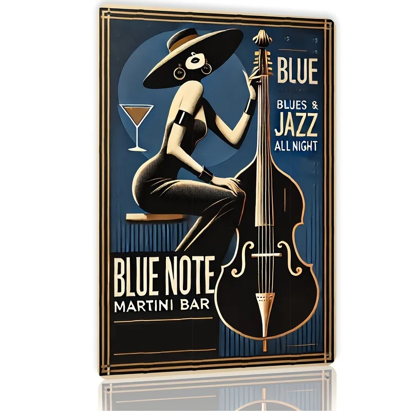 Room Decor  Blue Note Jazz Club Vintage Metal Tin Sign, Retro Style Wall Art, Iron Material, for Bar, Cafe, Beach Villa, Backyar