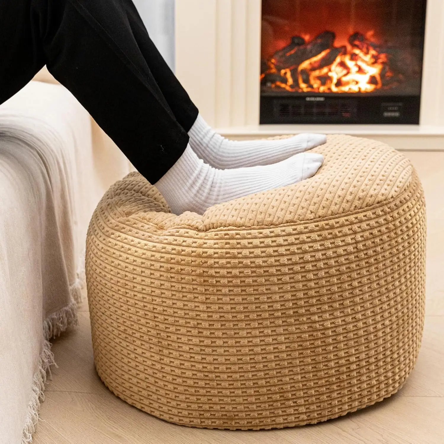 

Round Ottoman Foot Rest Home Decor Floor Pouffe Floor Cushion Foot Rest for Couch Sofa Bean Bag Chairs Living Room Bedroom