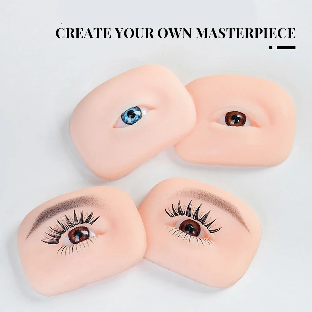 1Pair 5D Silicone Eyelash Eyebrow Makeup Practice Board Bionic Skin for Makeup Face Eyelash Practice Mannequin Training Supplies