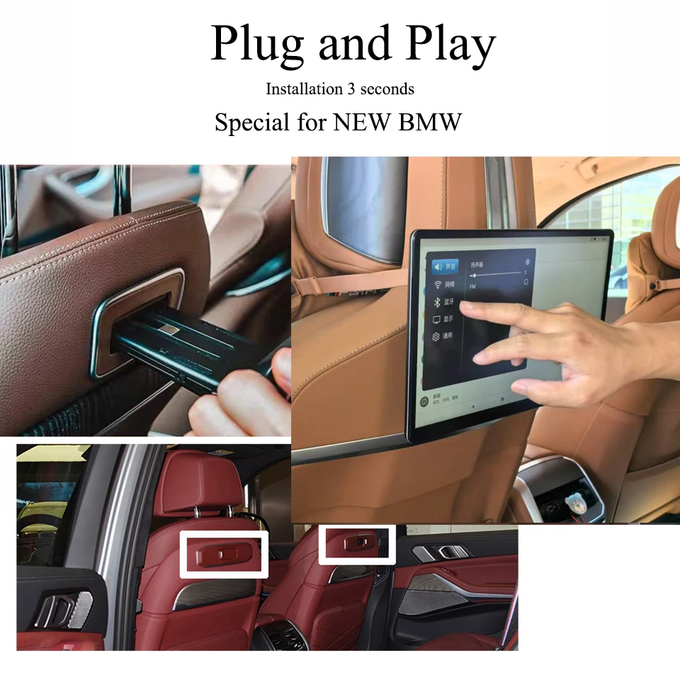 

Монитор для подголовника BMW XM i7 5 7 серии 2024-2026 для задних сидений со скрытым креплением, Android, беспроводное WiFi-зеркалирование, автомобильный ТВ-экран