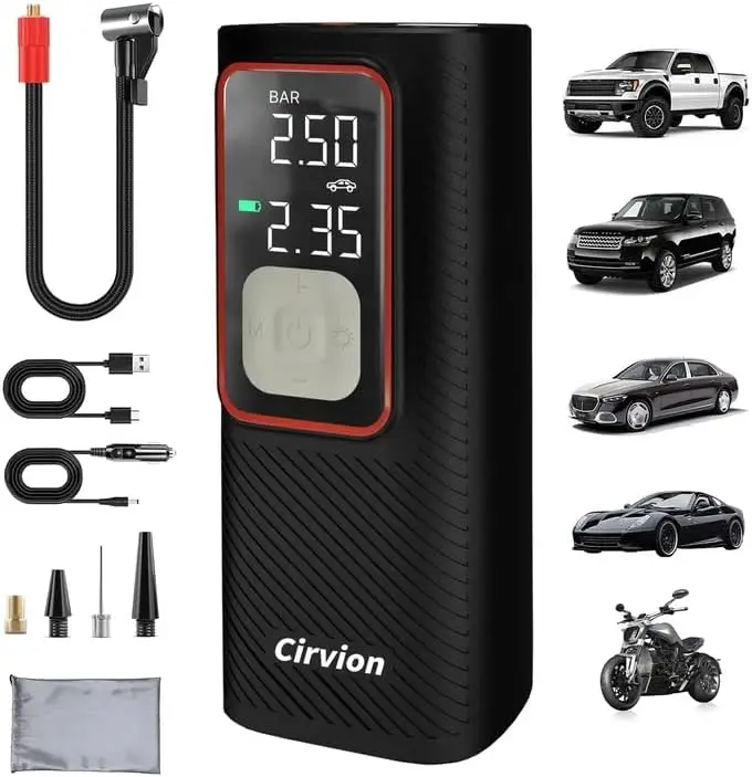 Portable Air Compressor, 25000mAh 160 PSI Fast Inflator with Gauge & LED for Car Truck Bike
