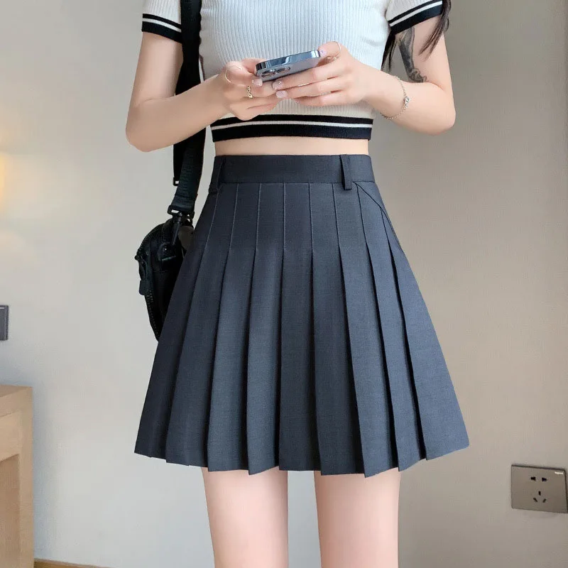 

Новые летние плиссированные юбки, женские корейские утягивающие мини-юбки с высокой талией, женские однотонные универсальные простые юбки трапециевидной формы