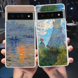 Claude Monet Impressionism Painter For Google Pixel 8 7 6 Pro Phone Case Soft TPU For Pixel 6A 5 4 5A 4A 3A XL 5G Clear Cover