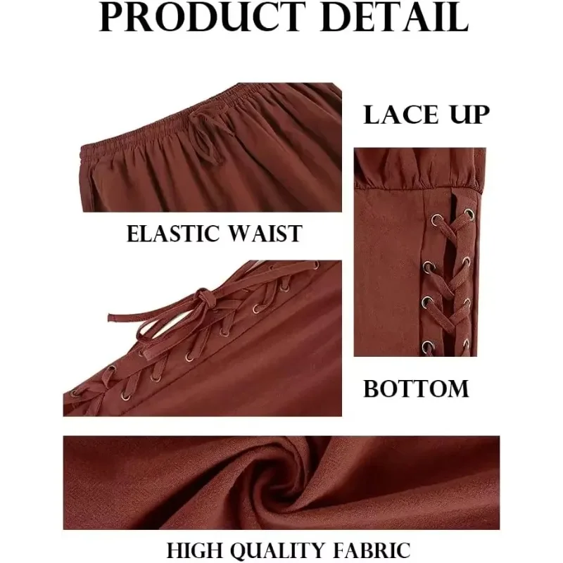 1Makkrom رجل القرون الوسطى الكاحل السراويل القراصنة زي الدانتيل يصل مدبب النطاقات عصر النهضة الملاح هالوين بنطلون #6