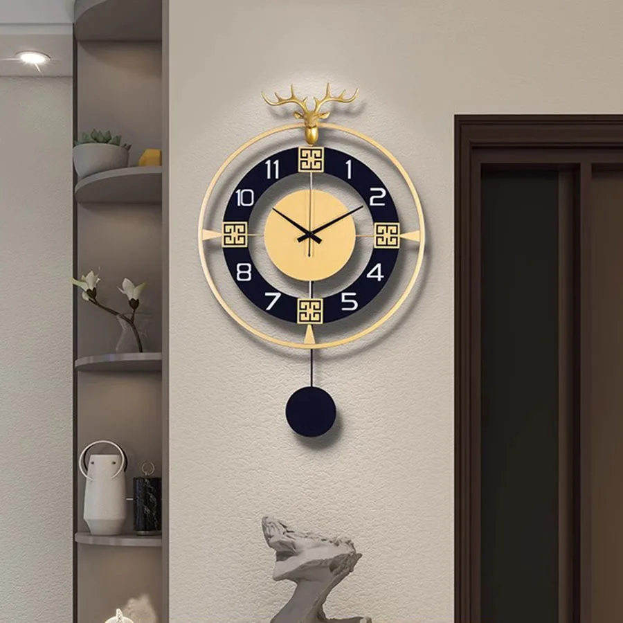 Home Wall Clock Decoration Quartz Hand Gift Gold Elegant Wall Clock Living Room Art Classic Round Black Designer Klok Wall Decor