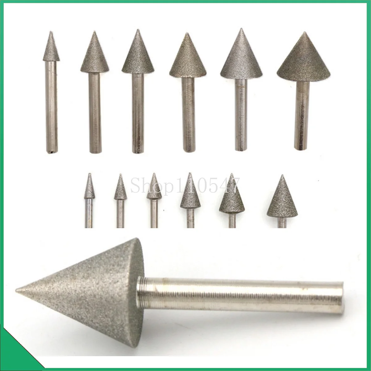 1/4Pcs 3/6mm Shank Umbrella Diamond Grinding Head 4/5-25mm Grinding Bit Needle For Carving Deburring Jade Polishing Tool