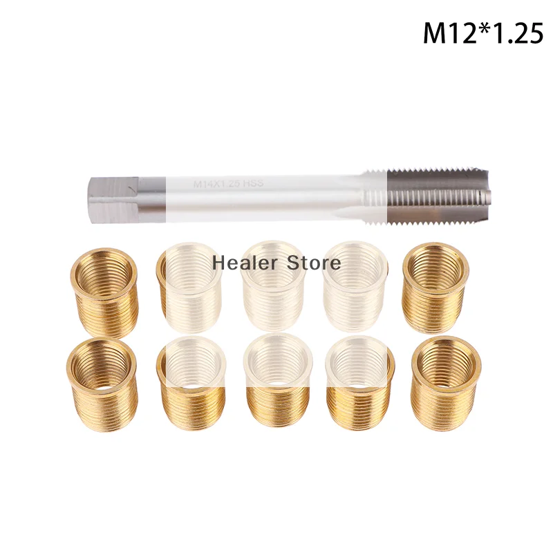 Spark Plug Thread Hole Repair Tools Metal M12x1.25 Inserts M14x1.25 Tap 14mm Rethreaded Kit Threaded Tap Spark Plug Tap Inserts