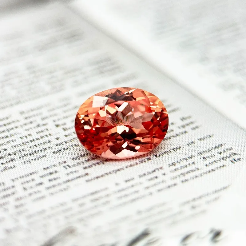 Perles de couleur Orange de coucher de soleil de forme ovale de saphir cultivé en laboratoire pour la fabrication de breloques de bijoux à bricoler soi-même, colliers et bagues, certificat AGL sélectionnable