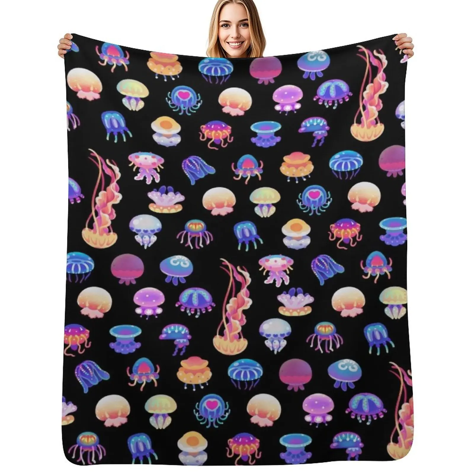 Jellyfish Day Throw Blanket for babies Custom Hair Bed Fashionable Luxury Designer Hairys Blankets