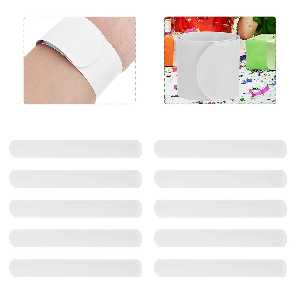 

24 Pcs DIY White Slap Bracelet Blank Bracelets Papa Circle for Party Favor Pvc Blabk Wristband Child