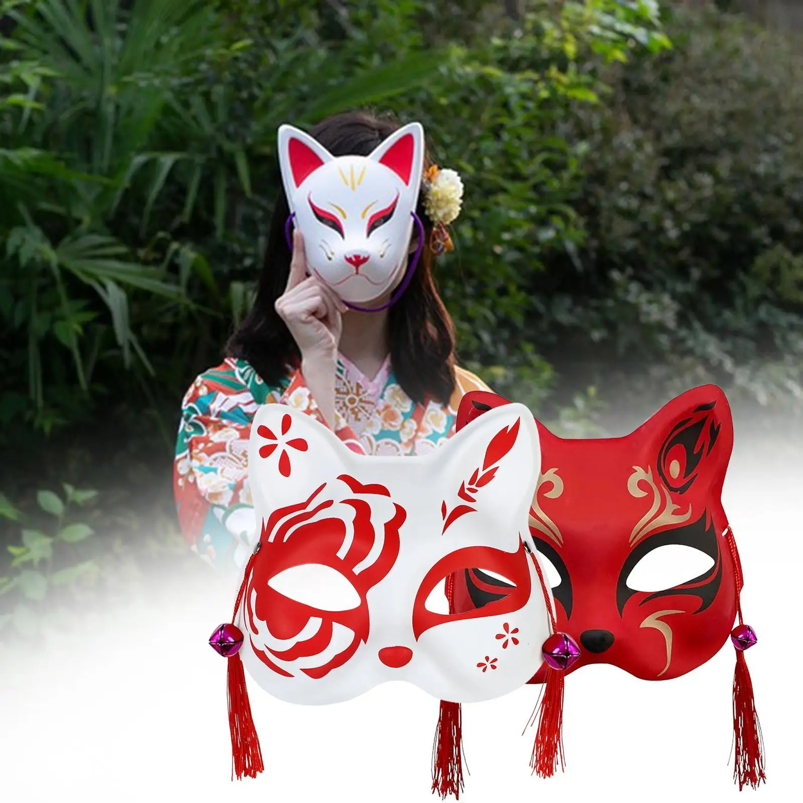 Meia face Máscaras de gato Halloween Máscaras de raposa Adereços Máscara facial Fantasia Máscara Animal