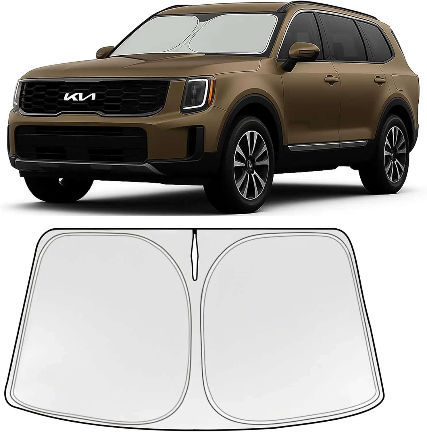 

Foldable Full Coverage Windshield Sunshade for Kia Telluride 2020+, 4-Layer Thickened UV Protection