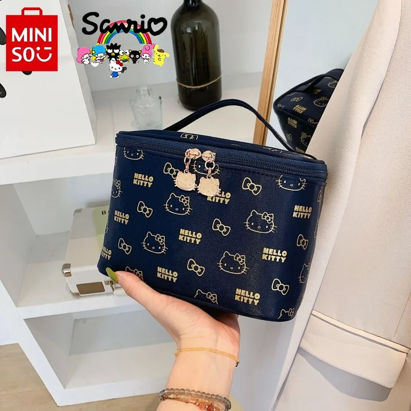 Miniso Hello Kitty 2024 Makeup Bag Fashionable High Quality Women's Wash Bag Cartoon Casual Large Capacity Portable Storage Bag