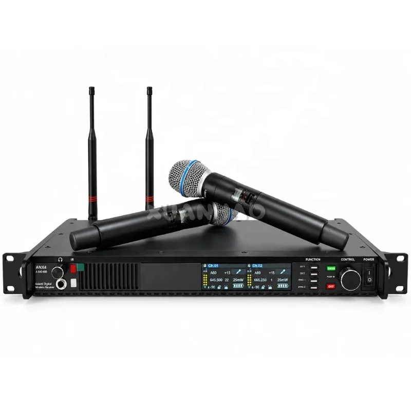 High-end Dual Channel Handheld Lavalier Mic Professional UHF Wireless Microphone For Church ANX4 BETA58A S58 Ksm8/9