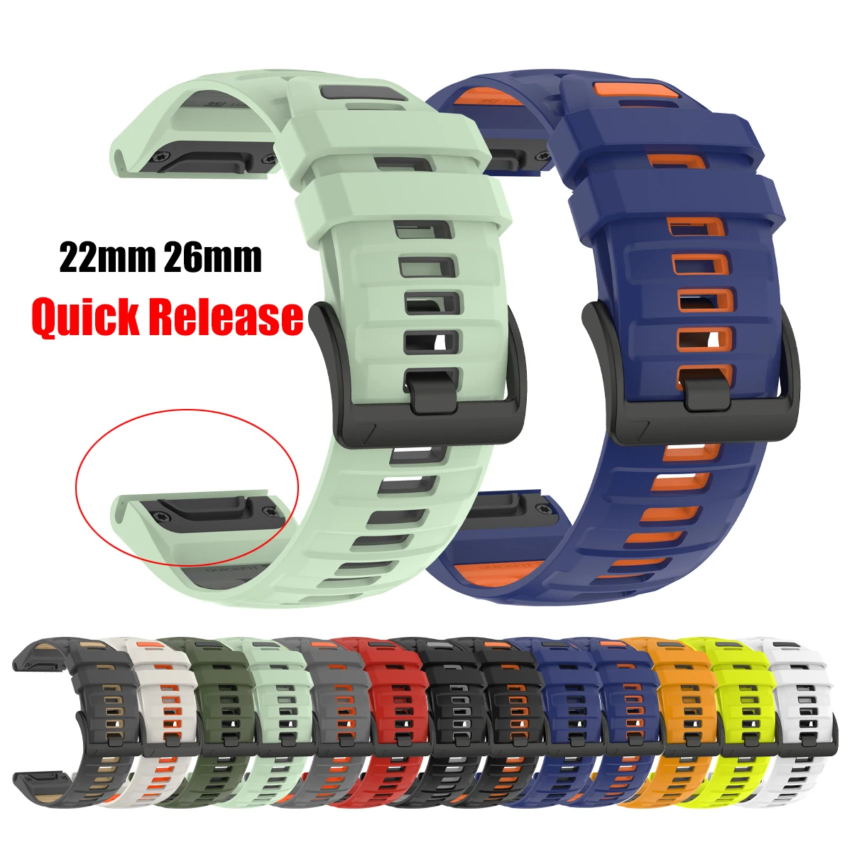 22mm 26mm QuickFit Fenix 8 Armband für Garmin Fenix 8 Pro 7 7X 6 6X GPS Gummi-Uhrenarmband für Garmin Instinct 3/Quatix 8 Armband