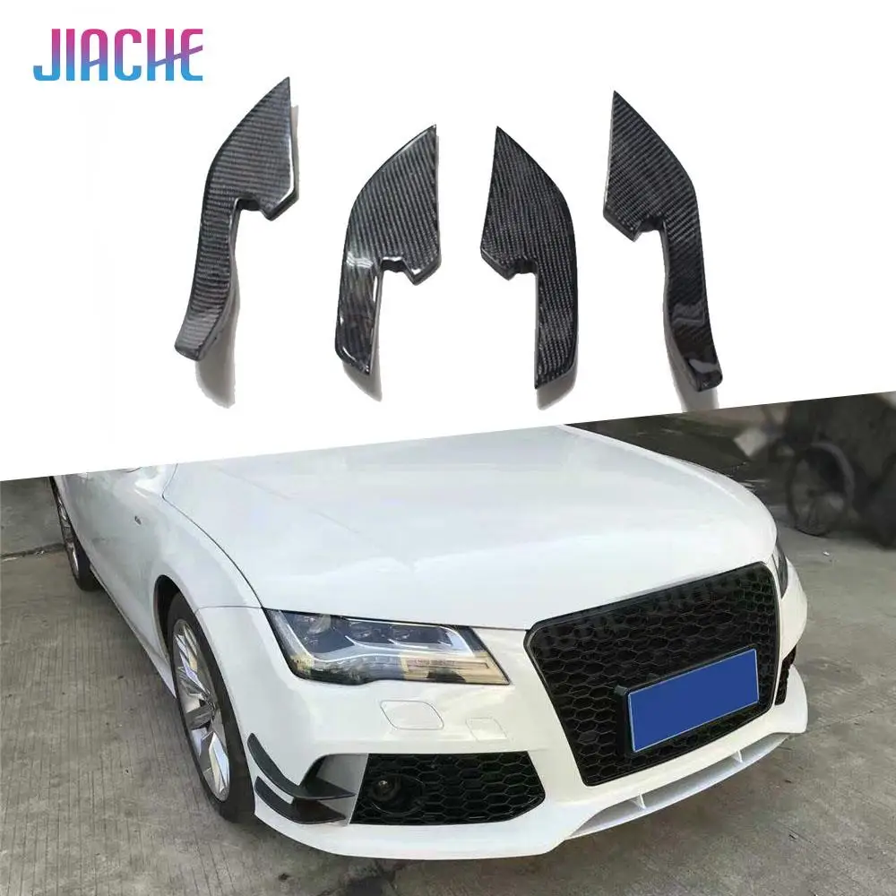 

Carbon Fiber Front Flaps Apron Trim Stickers For Audi A6 RS6 2013-2016 RS7 2012-2015 Fins Shark Style Decoration