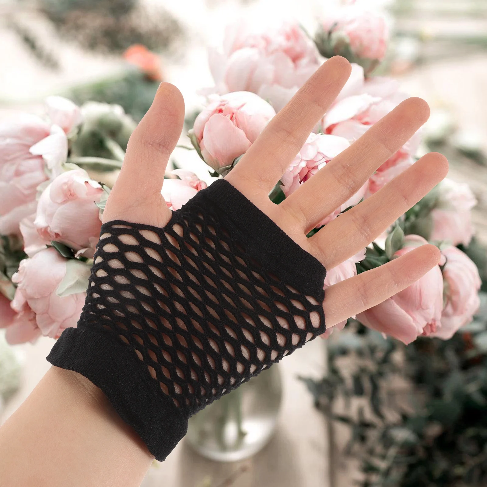 3 pçs preto malha braço cobre luvas de malha sem dedos longo curto para mulheres steampunk cosplay masquerade night club oco para fora