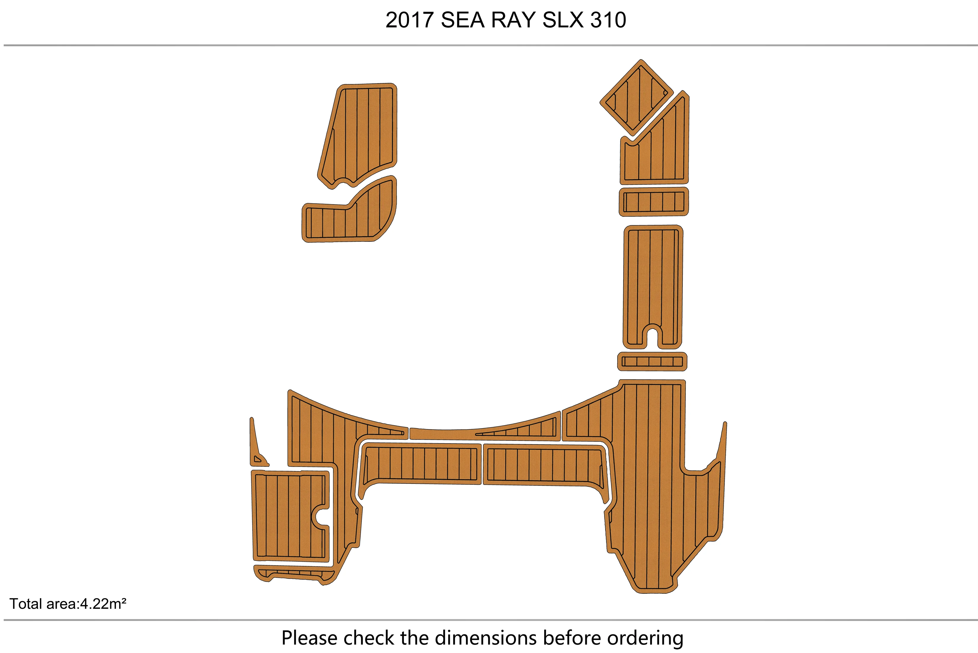 Eva foam Fuax teak seadek marine floor For 2017 SEA RAY SLX 310 Swim platform  1/4