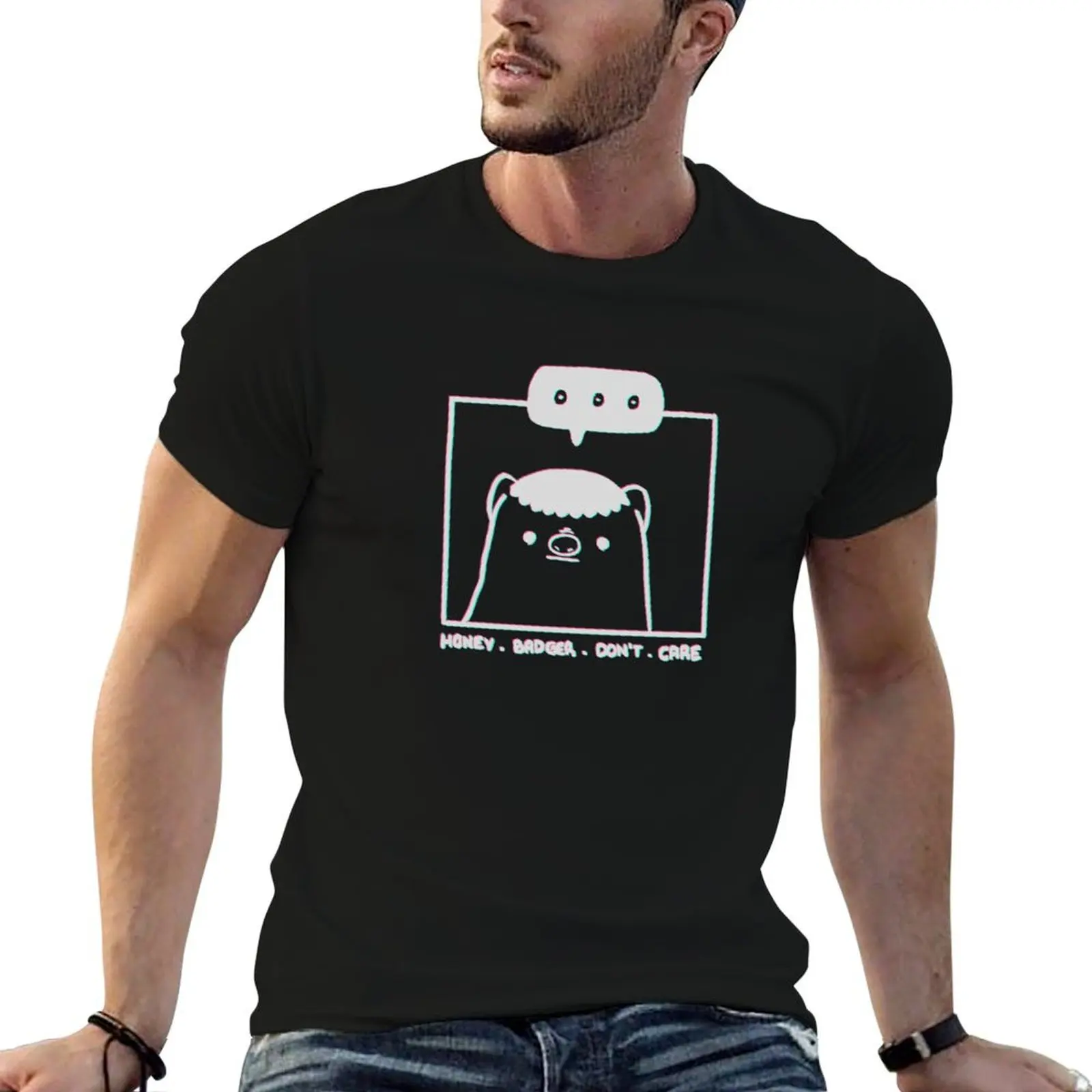 Honey Badger Don't Care - Monochrome 3D T-Shirt Ultra Soft Breathable Tee Top