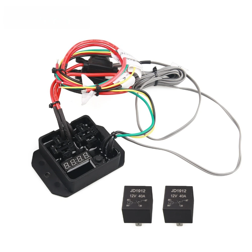 12V Digital Cooler Fans Automobile Digital Dual Fan Switch Controller Switch Cooling Switches Kits Automobiles Accessories