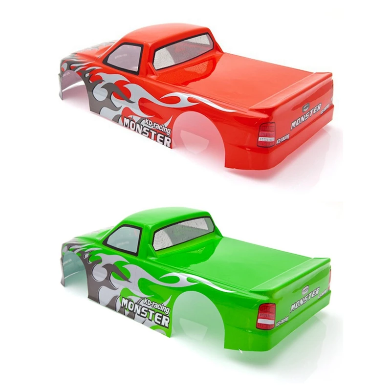 

Hot Sale 2Pcs For 1/10 RC Car Venom T-10 PVC Painted Body Shell Pick Up Truck Width 205Mm Wheelbase 255Mm - Green & Red