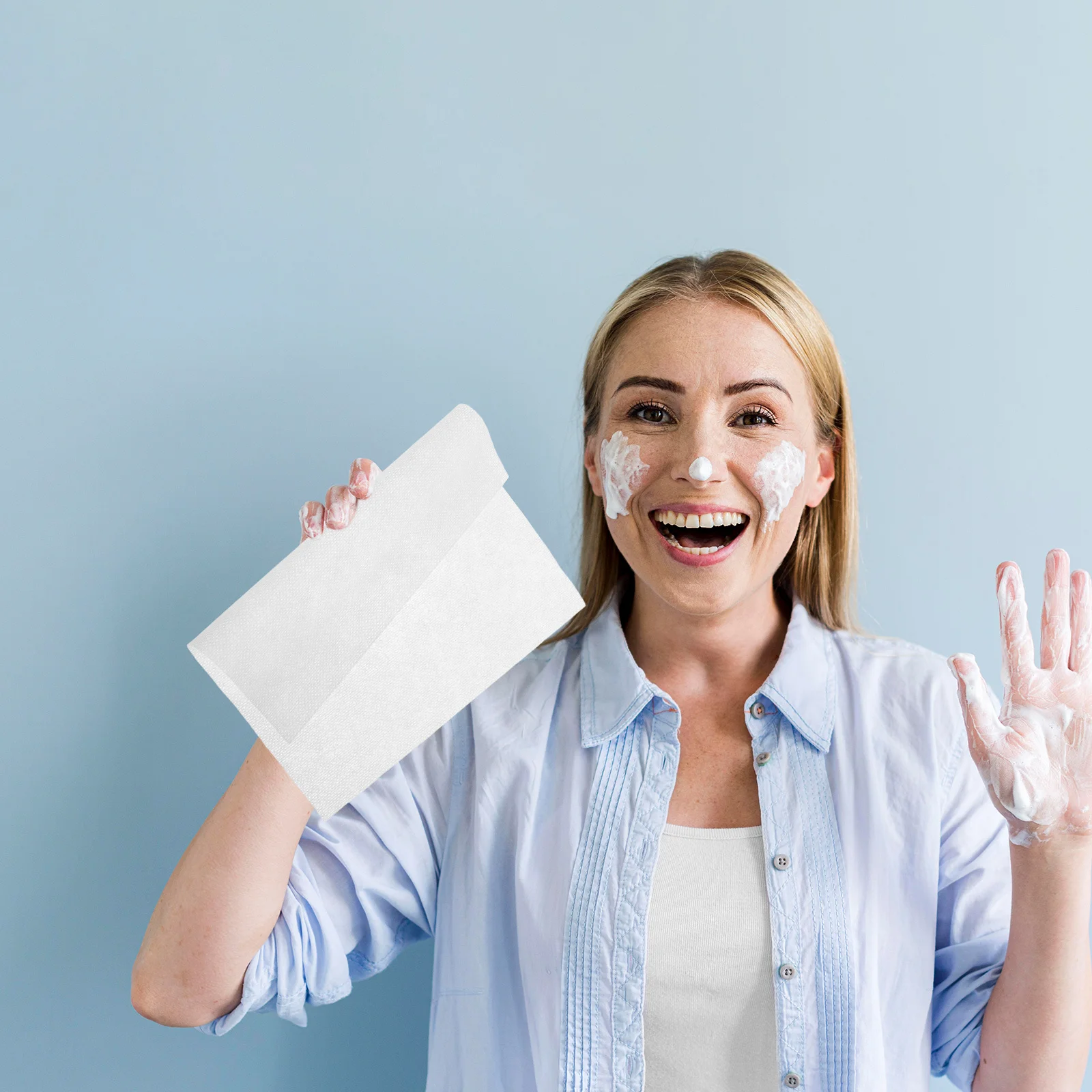 60 Buah Handuk Wajah Sekali Pakai Kain Nonwoven Katun Lembut Kain Wajah Sekali Pakai Salon Spa Penghilang Riasan Pembersih Pori-pori Dalam