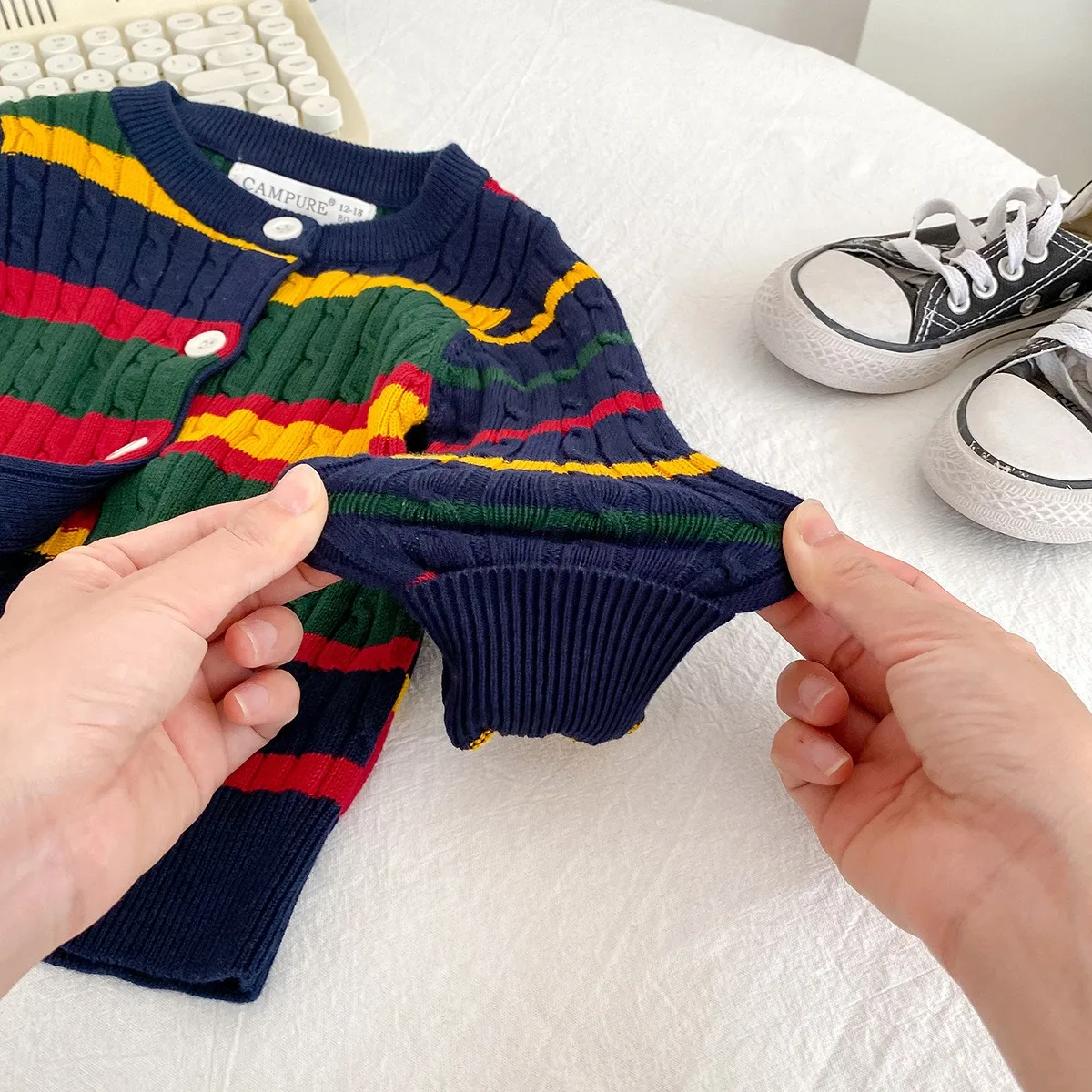 Ircomll Herbst Baby Mädchen Jungen Pullover Kleinkind Strickjacke Kinder Reine Baumwolle Stricken Tops Pullover Strickjacke Jacke 1-6Y – Detail 3