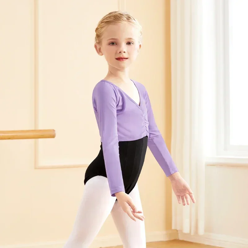 جديد الشتاء الخريف الدافئة طويلة الأكمام القطن سترة الطفل الفتيات الاطفال الباليه الرقص الحديث الجمباز التفاف الأعلى